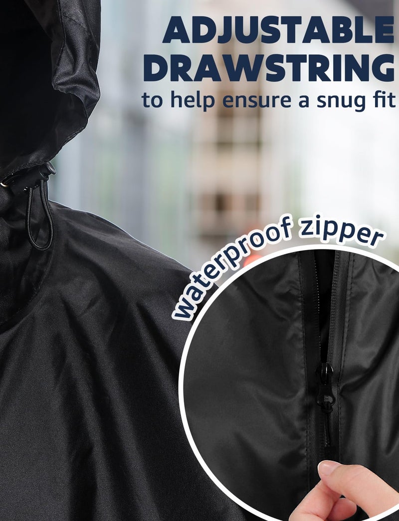 ANYOO Waterproof Rain Poncho Lightweight Reusable Hiking Hooded Coat Jacket for Outdoor Activities(Black) One Size - Image 5